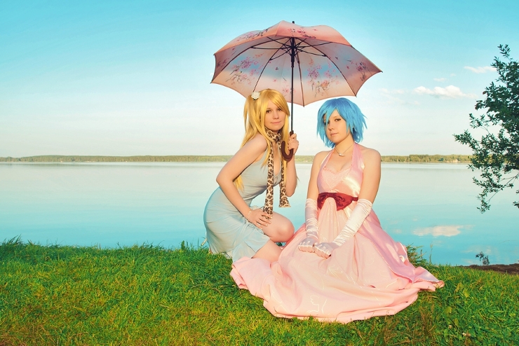 две девушки под зонтом Lucy_Heartfilia Juvia_Loxar  Fairy_Tail by Elena Foto by Narsil