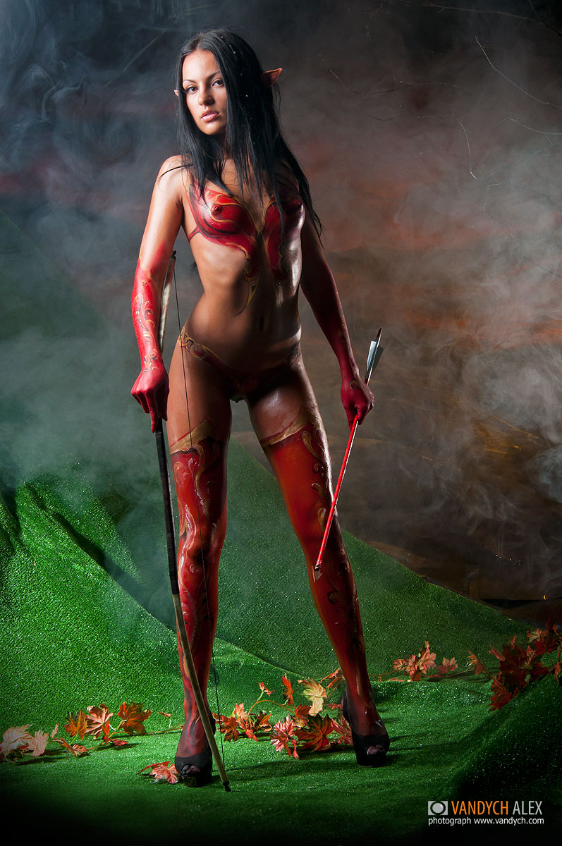 девушка blood elf косплей warcraft Body Art Нательная живопись
